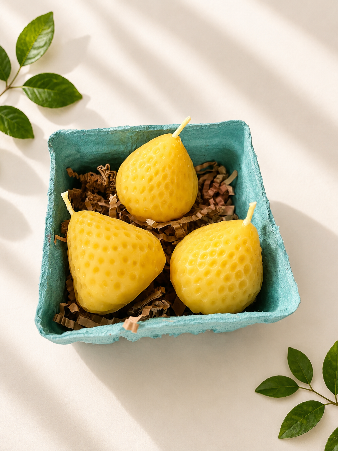 Beeswax Strawberry Votive Candles