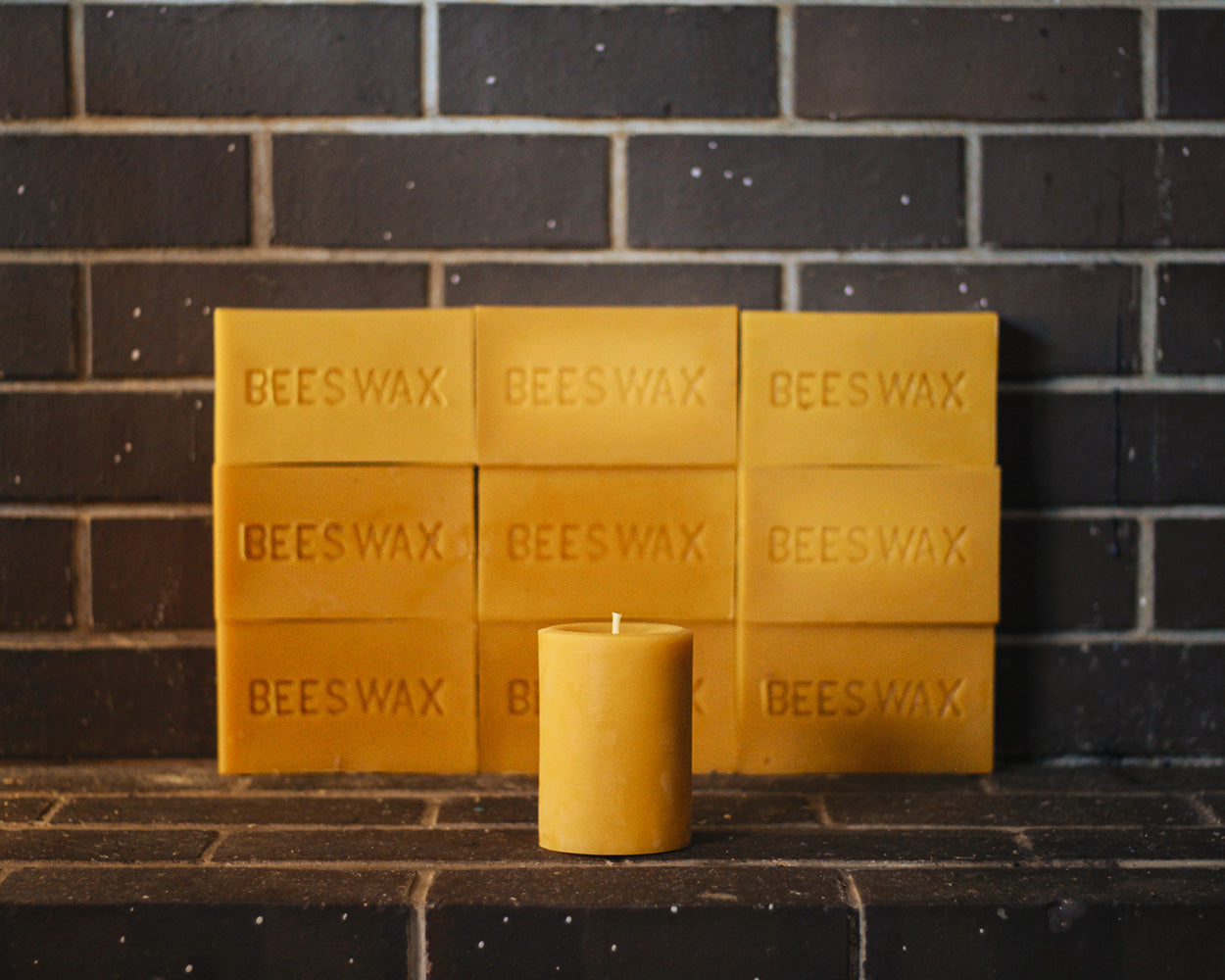 classic beeswax pillar candles natural 3x4