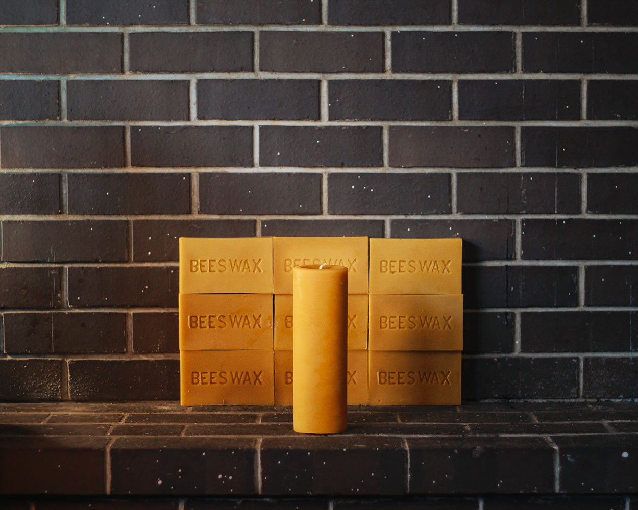 classic beeswax pillar candles natural 3x9