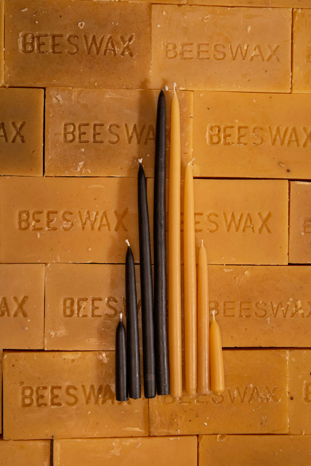 waxing and raining beeswax slim candlesticks
