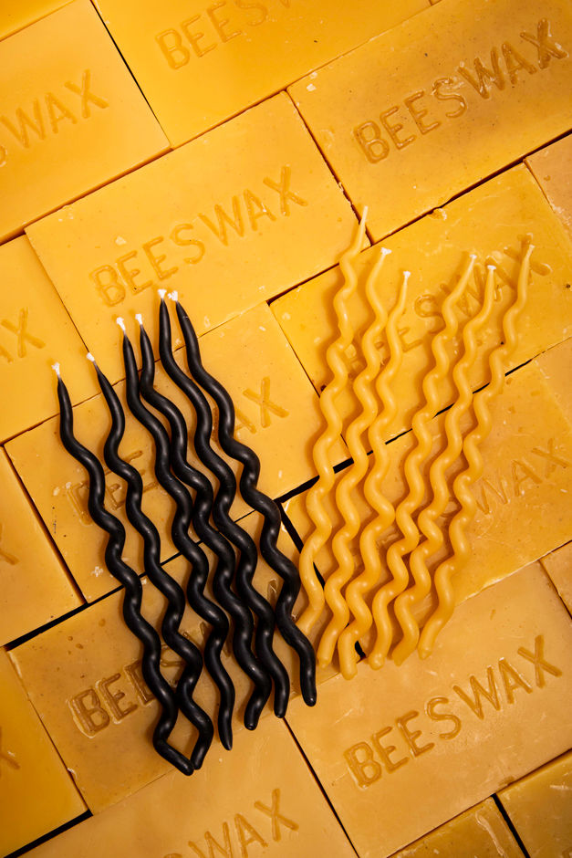 waxing and raining beeswax squiggly wiggly birthday candles 3
