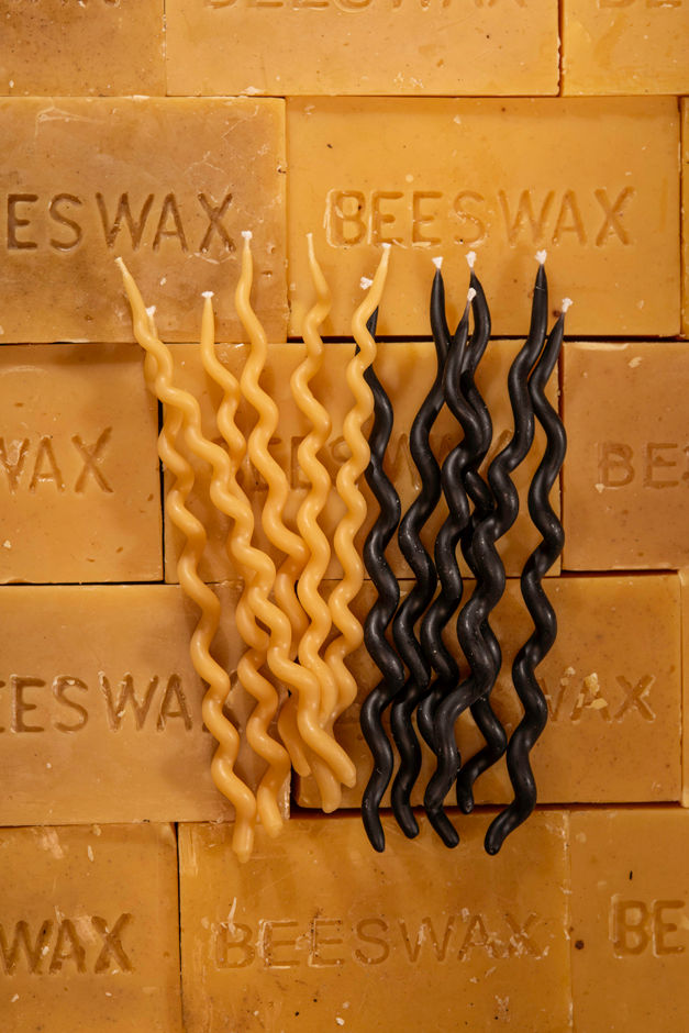 waxing and raining beeswax squiggly wiggly birthday candles